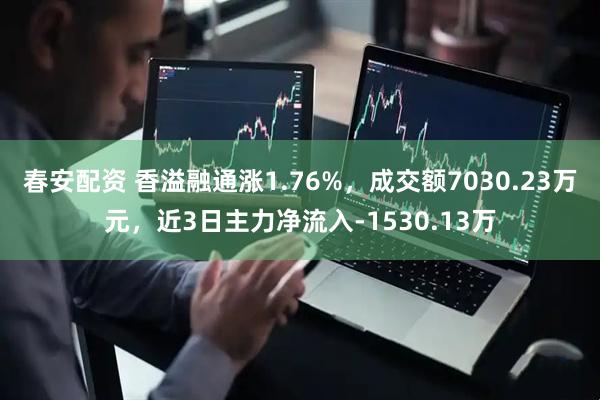 春安配资 香溢融通涨1.76%，成交额7030.23万元，近3日主力净流入-1530.13万